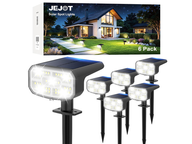 Solar Spot Lights Outdoor Waterproof, Solar Spotlights, 6 Pack 2 Lighting Modes, 120° Adjustable Solar Lights for Yard Garden Lawn Landscape...