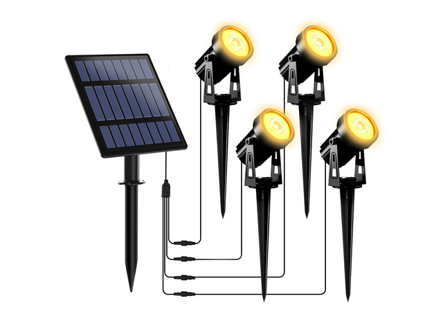 Solar Christmas Spotlight Outdoor Warm White 3000K Auto On/Off for Garden Flag Tree Patio Yard Driveway Pathway Halloween