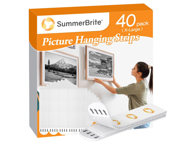 Damage Free Picture Hanging Strips, 20 Pairs, XL, White
