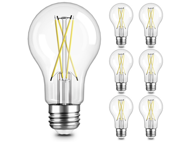 A19 Vintage Dimmable LED Light Bulbs, E26 Base 60W Equivalent, 6 Pack 4000K Natural White, 8W, 800 Lumens High Brightness, CRI 80+, Clear Glass...