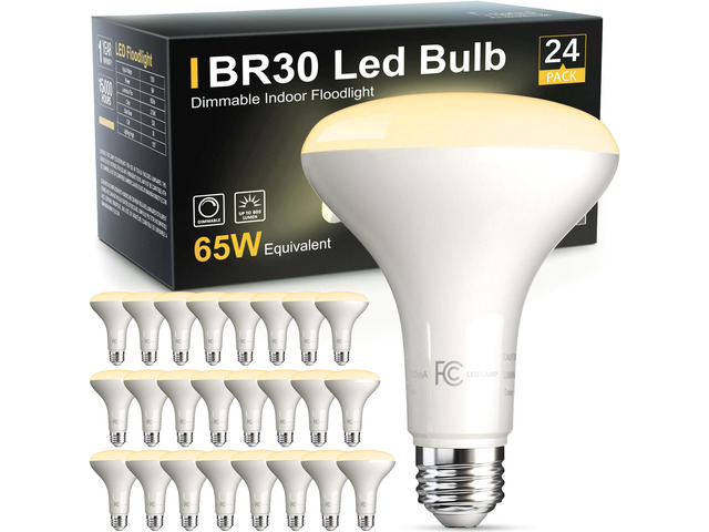 24 Pack BR30 Flood Light Bulb Indoor, Soft White Recessed Light Bulbs 65W Equivalent, Dimmable, 2700K Warm White, E26 Base Can Light Bulbs for...