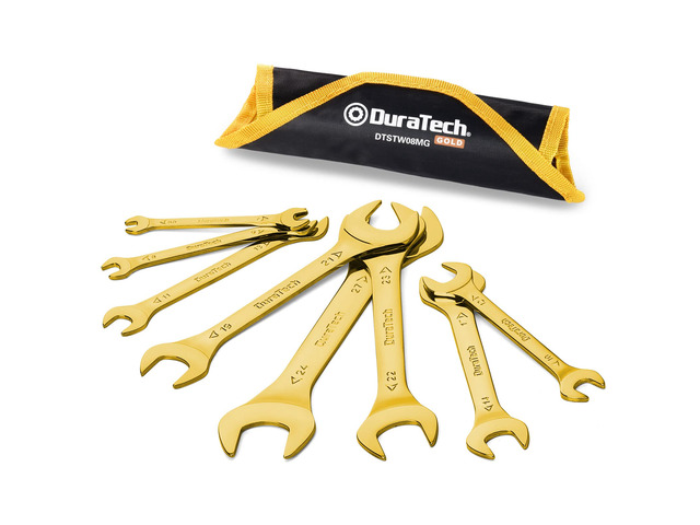 Super-Thin Open End Wrench Set, 8-Piece, Metric Slim Wrench Set, 5.5, 7, 8, 9, 10, 11, 12, 13, 14, 17, 19, 21, 22, 23, 24, 27 mm, Titanium Plating,...