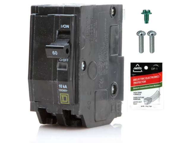 Genuine Square D QO260 60 Amp Double Pole Circuit Breaker Kit UL Listed, Plug-On Replacement for QO Load Center Panel Box, 60A, 120/240V, 10kAIC,...