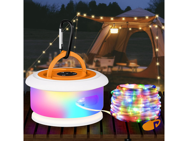 Camping String Lights, Retractable 32.8FT Rechargeable Fairy Light Quick Storage RGB Flash Lamp Outdoor Waterproof, Portable Hanging Lantern for...