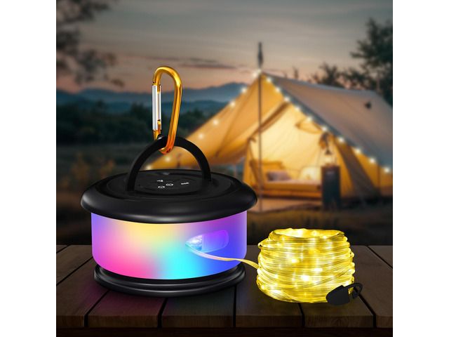 Camping String Lights, Retractable 32.8FT Rechargeable Fairy Light Quick Storage RGB Flash Lamp Outdoor Waterproof, Portable Hanging Lantern for...