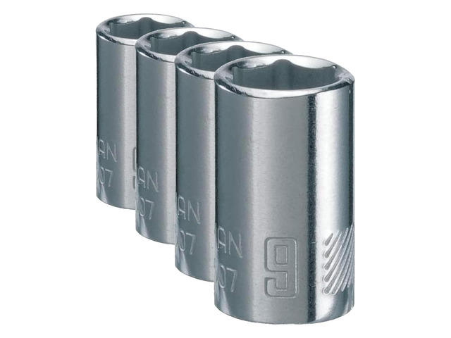 Shallow Socket, Metric, 1/4-Inch Drive, 9mm, 6-Point (CMMT43507) (Pack of 4)
