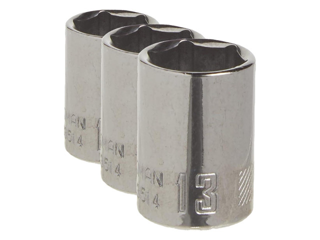 Shallow Socket, Metric, 1/4-Inch Drive, 13mm, 6-Point (CMMT43514) (Pack of 3)