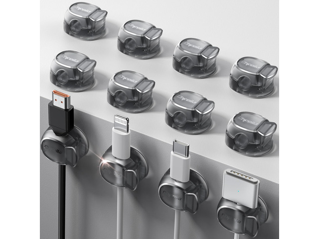 12Pack Cable Clips - Latest Dual Spring Cord Organizer with Clasp Lock, [Max Stability] Desk Cable Management, Adhesive Phone Charging Wire Holder...