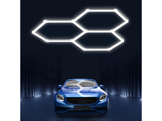 Hexagon led Lights: DIY Ceiling LED Gym Light Hexagon Garage Lights 16660LM Bigger Size for Basement Warehouse Workshop Barbershop Car Care Wash...