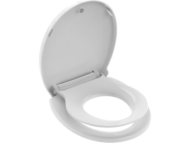 Round Toilet Seat with Toddler Seat 16.5 Inch & Quick Release - Quick Connect, Potty Training Toilet Seat Soft Close, PP Material Safe & Easy...