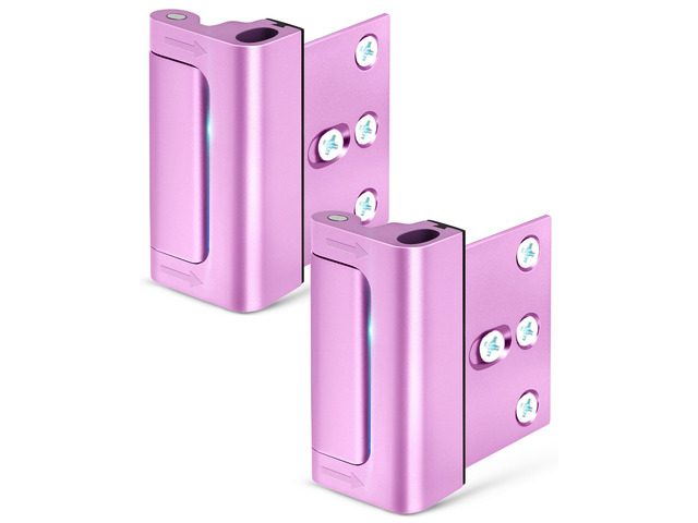 Door Reinforcement Lock Withstands 800 lbs of Force - Pink Door Lock Latch Drilling Required Extra Proof Door Lock for Kids Safety, Prevents...