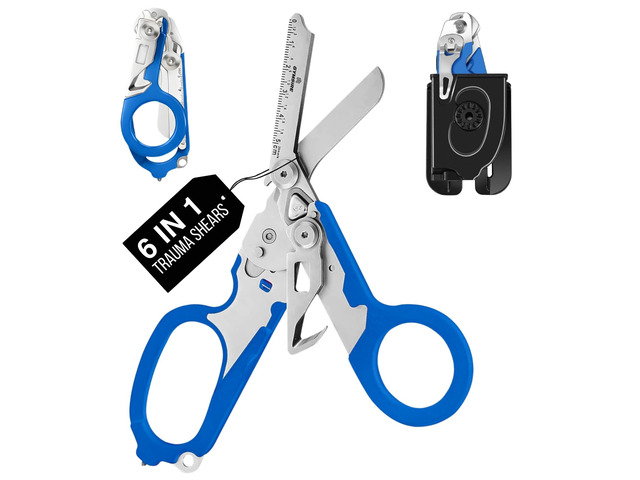 Heavy Duty 6 in 1 Multifunctional Trauma Shears Foldable Stainless Steel emergency response scissors Survival Shears with Holster Medical...