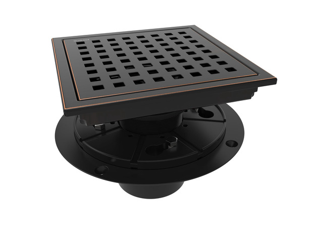6 Inch Square Shower Floor Drain with Flange,Quadrato Pattern Grate Removable,Food-Grade SUS 304 Stainless Steel,Watermark & CUPC Certified,Oil...