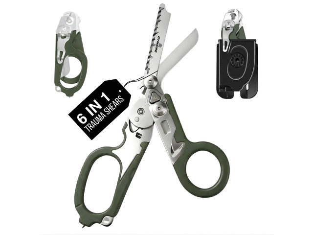 Heavy Duty 6 in 1 Multifunctional Trauma Shears Foldable Stainless Steel emergency response scissors Survival Shears with Holster Medical...