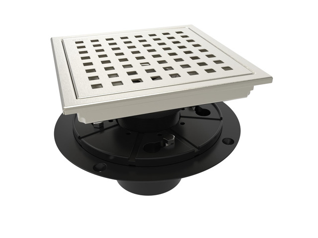 6 Inch Square Shower Floor Drain with Flange,Quadrato Pattern Grate Removable,Food-Grade SUS 304 Stainless Steel,Watermark & CUPC Certified,Brushed...