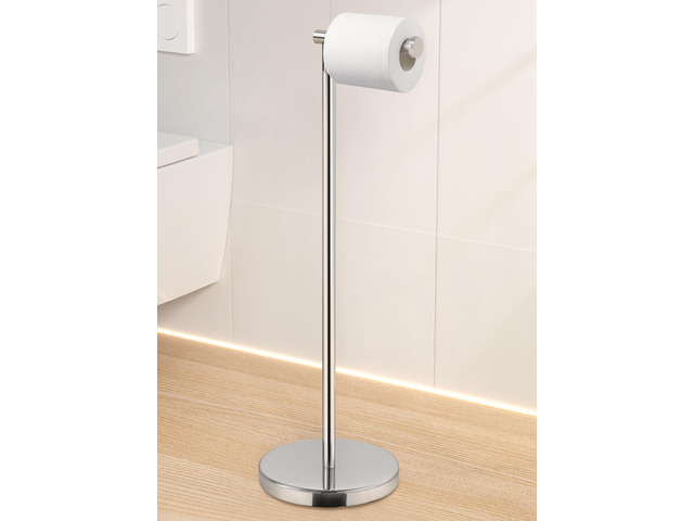 Toilet Paper Holder Stand, 26' H, Polished, T304 Stainless Steel Cement-weighted base, anti-slip pad prevents scratches, universal roll...