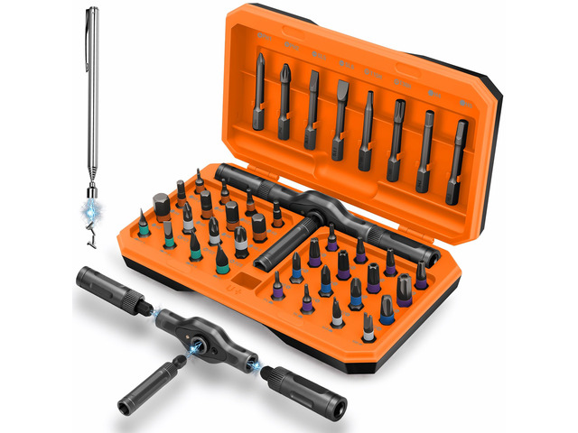 43 IN 1 Magnetic Ratchet Screwdriver Set with Detachable T Handle S2 Steel Bits, for Home Daily Repair, Furniture Assembly, DIY Projects, Gift for...