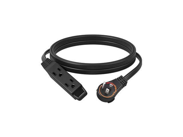 10FT 360° Rotating Flat Plug Extension Cord/Wire, 16/3,ETL Listed 3 Prong, Ultra Thin Power Strip, 13A/125V/1625W, Grounded Flat Power Cable for...