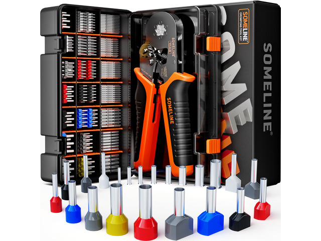 Ferrule Hexagonal Crimping Tool Kit, 21 Sizes Ferrules, Crimping Tool 28-7 AWG with 20-8 AWG Terminals Kit, for PLC Control Cabinets, Control...