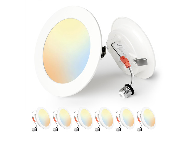 4 Inch LED Retrofit Recessed Can Lights, 5CCT, 7W, 700LM, 6 Pack 5%-100% Dimmable, 2700K-5000K Selectable CCT, Flat LED Can Lights, E26 Base Screw...