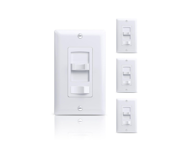 Slide Dimmer Light Switch, Single Pole/3-Way Rocker Dimmer, 4 Pack Full Range Slide Control Dimmer Switches for 300W LED/CFL or 600W INC/HAL Bulbs,...