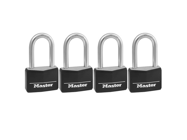 Covered Aluminum Padlock with Key, 141QLF, 4 Pack Keyed Alike