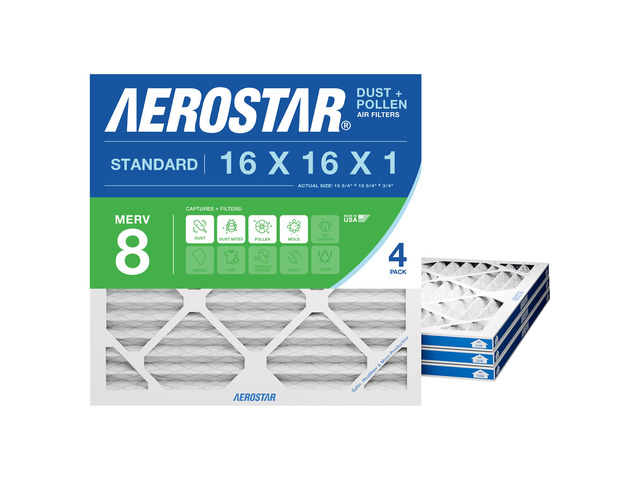 16x16x1 MERV 8-4 Count - Pleated HVAC, Furnace & Air Conditioner Filters - Removes Dust, Lint, Mold & Allergy-Causing Pollen