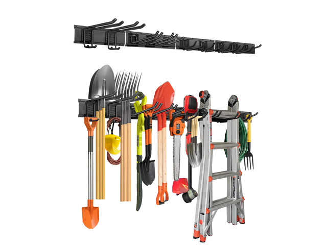 64 in Garage Tool Organizer Wall Mount, Adjustable Tool Storage Rack Heavy-duty 510 LBS, 10 Hooks in 4 Types, Wear & Tear Resistant, Soft...
