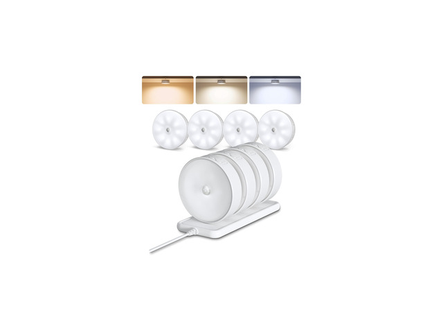 8 Pack Motion Sensor Closet Lights with Charging Station, 1200mAh Rechargeable LED Night Lights, Under Cabinet Lights, Puck Light, Dimmable, 3...