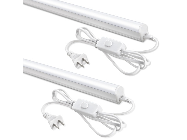 T5 LED Shop Lights 4FT, 20W 2300lm 6500K, Cabinet and Garage Light 2 Pack 4FT T5 LED Integrated Fixture; Linkable Strip Light with On/Off Switch...