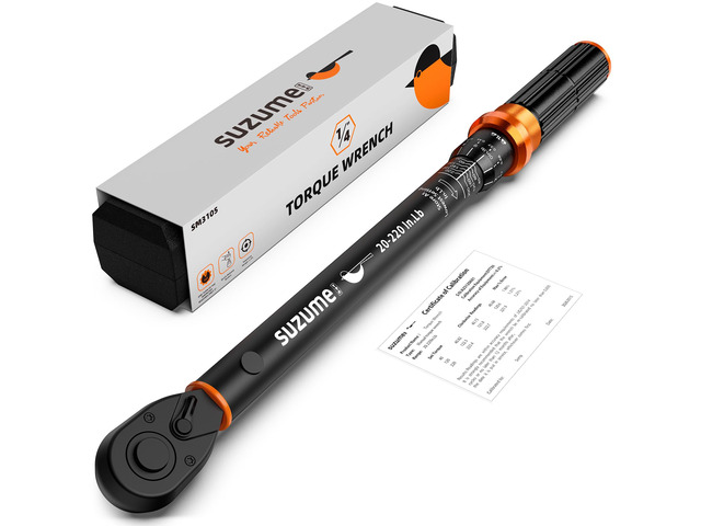 Inch Pound Torque Wrench 1/4 Drive Click 20-220 In. Lb / 2.3-24.9 N. m Â±3% Accuracy Dual-Direction CR-V 72-tooth Dual-Scale for MTB Bicycle, Bike,...