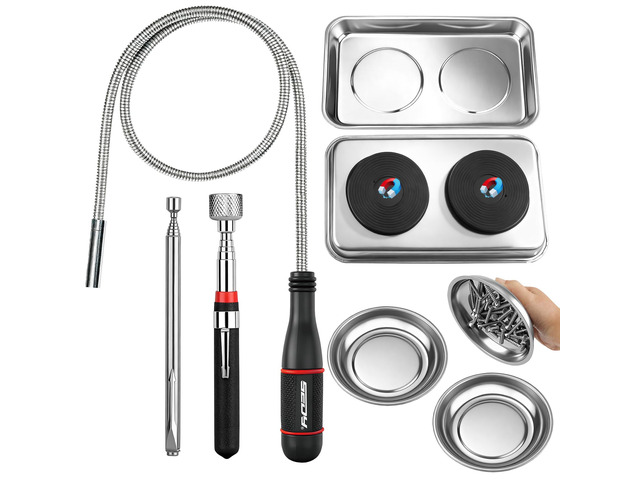 6-Piece Telescoping Magnetic Pickup Tools Set: 31in Portable Magnetic Pickup Stick, 25in Pen-Style Magnetic Pickup Tool, 20in Flexible Bendable...