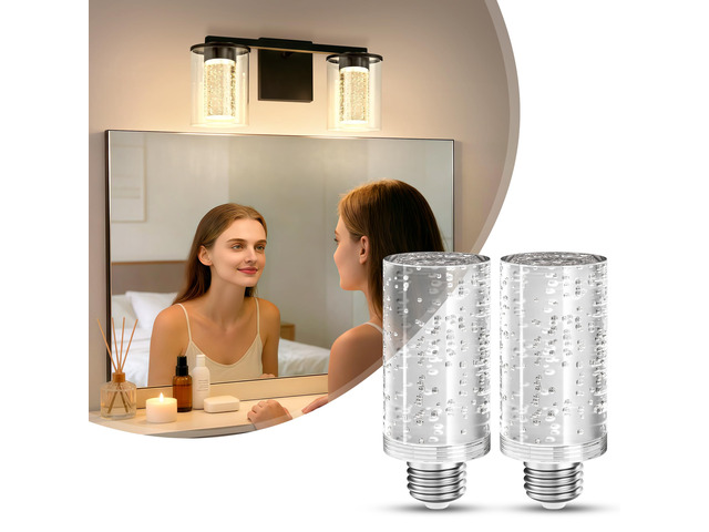 LED Light Bulbs, 3000K Dimmable Decorative Bubble Light Bulb 2 Pack Led Bulbs 40 Watt Equivalent Modern Acrylic Bulbs E26 Warm White 5W Suitable...