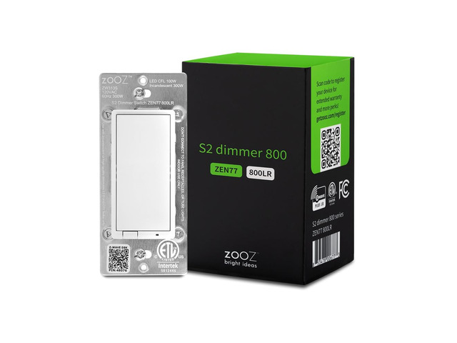800 Series Z-Wave Long Range S2 Dimmer Switch ZEN77 800LR, White Simple Direct 3-Way and 4-Way Solution (Works with Regular Switches, No Aux...