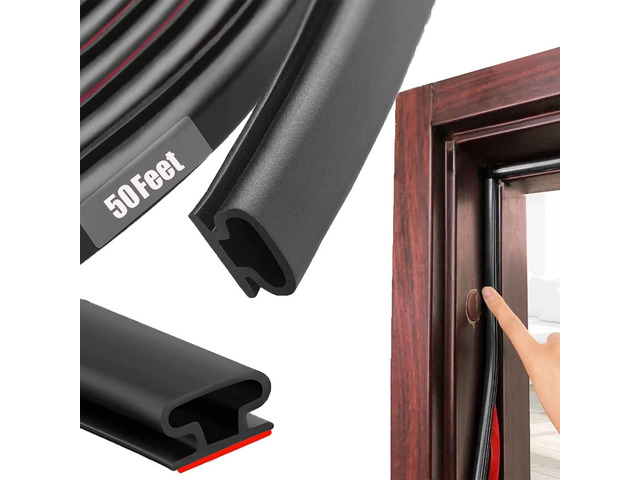 Black Rubber Weather Stripping Door Seal Strip, D Shape Door Rubber Weather Seal Strip, SelfAdhesive Weatherstripping Soundproofing Doors Sealing...
