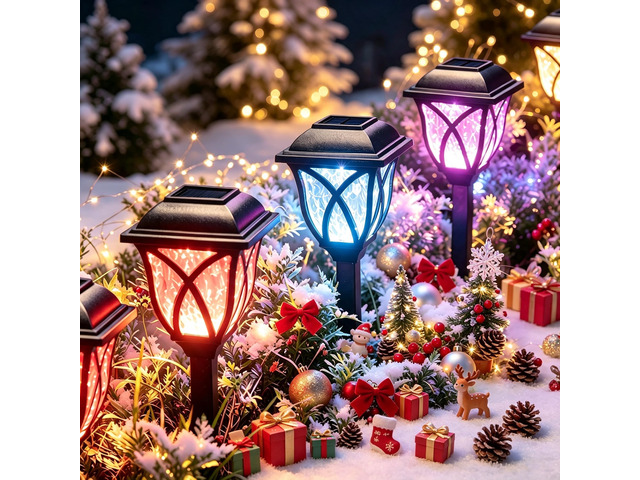 Solar Christmas Lights Outdoor Decor, Multicolor Pathway Lights Outdoor Xmas Decorations, Color Changing Landscape Lighting for Garden, Yard,...