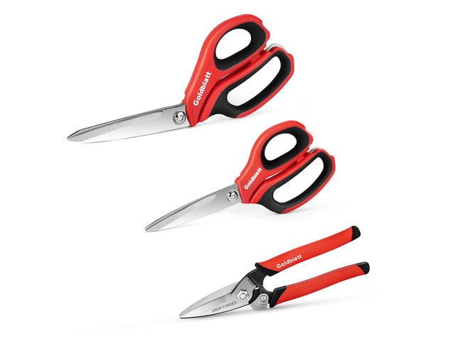 3PCS Heavy Duty Scissors, Multipurpose Shop Scissors Drop Forged Blades with Small Serrations, Comfortable Handles for Easy Cutting Cardboard,...