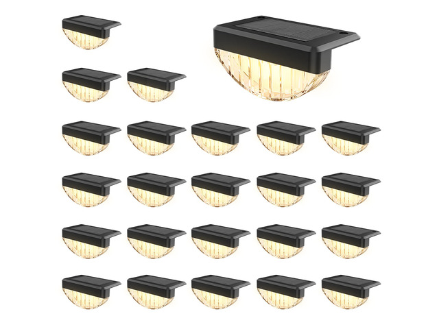 24 Pack Solar Deck Lights Outdoor, Warm White LED Solar Step Lights for Outside, Waterproof Fence Light for Patio, Deck, Stairs, Yard, Pool and...