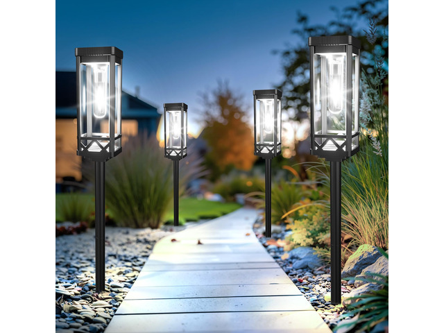 Taller Solar Pathway Lights Outdoor, 6 Pack Upgraded Brighter Solar Garden Lights Solar Powered, Up to 15 Hours Outdoor Solar Lights for Yard...