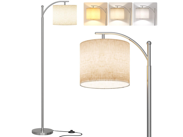 Arc Floor Lamp, Modern Floor Lamp with 9W 3 Color Temperatures Bulb Metal Standing Lamps with Adjustable Hanging Lampshade,Tall Floor Lamps for...