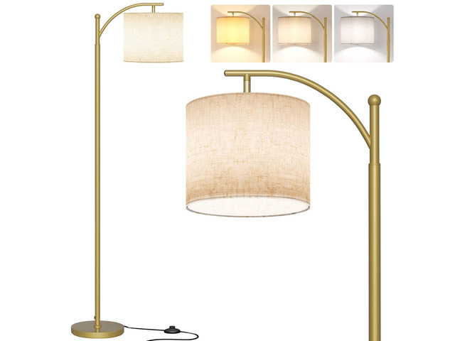 Arc Floor Lamp, Modern Floor Lamp with 9W 3 Color Temperatures Bulb Metal Standing Lamps with Adjustable Hanging Lampshade,Tall Floor Lamps for...