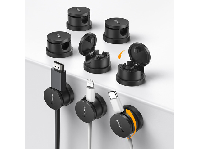 8 Pack Snap-Lock Cable Clips, 360° Rotatable Cord Holder for Desk Anti-Pull-Out Cord Organizer, Adhesive Phone Charger Holder Cable Management For...