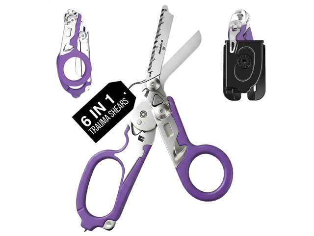 Heavy Duty 6 in 1 Multifunctional Trauma Shears Foldable Stainless Steel emergency response scissors Survival Shears with Holster Medical...