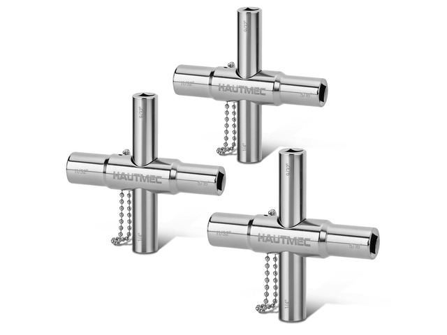 3pcs 4 Way Sillcock Water Key Faucet Valve Tool Spigot Key 1/4', 9/32', 5/16', 11/32' PL0028-3