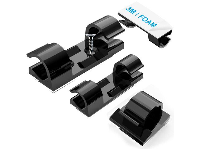 Adhesive Cable Clips Black (M & L Sizes, 60 PCS), Indoor/Outdoor Outdoor Light Clips Cord Clips for Wires on Wall, Wire Holders for Cords, USB, Power...