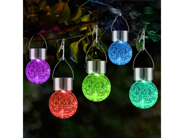 Solar Lights Outdoor Hanging Decorative Globe 8 Pack, Waterproof Solar Lantern with Handle and Clip, Solar Powered Glass Ball Lights for Garden...