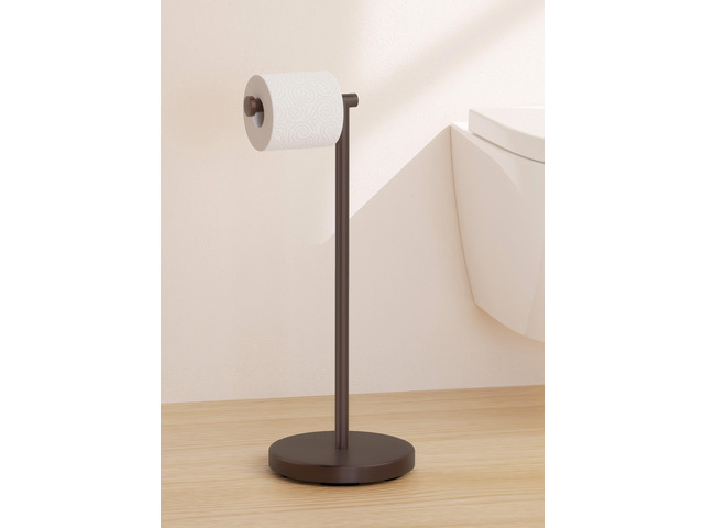 Bronze Toilet Paper Holder Stand, Heavy Base, 18/8 Stainless Steel Freestanding Design, Anti-Slip Padded Base, 1-Minute No-Drill Assembly, Fits All...