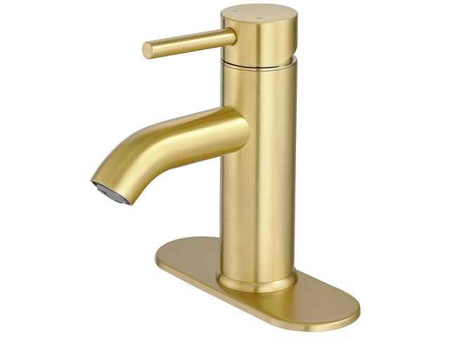 Bathroom Faucet Brushed Gold Modern Bathroom Sink Faucet, Single Handle Faucet for Sink, Vanity, RV, Lavatory, Suitable for 1 or 3 Holes, with...