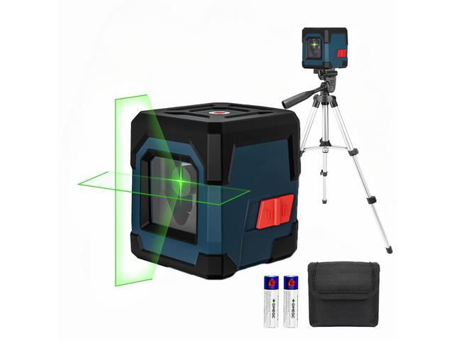 Laser Level, Cross Line Laser with Self-Leveling, Vertical and Horizontal Line, Rotatable 360 Degree, Carrying Pouch, Battery Included (Green)