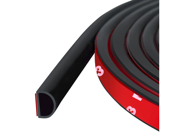 Weather Stripping Door Seal Self Adhesive Door Weather Strip Silicone D Shaped Seal Strip for Door Frame/Window Seal, 20FT, Black Color (9/16' W ×...